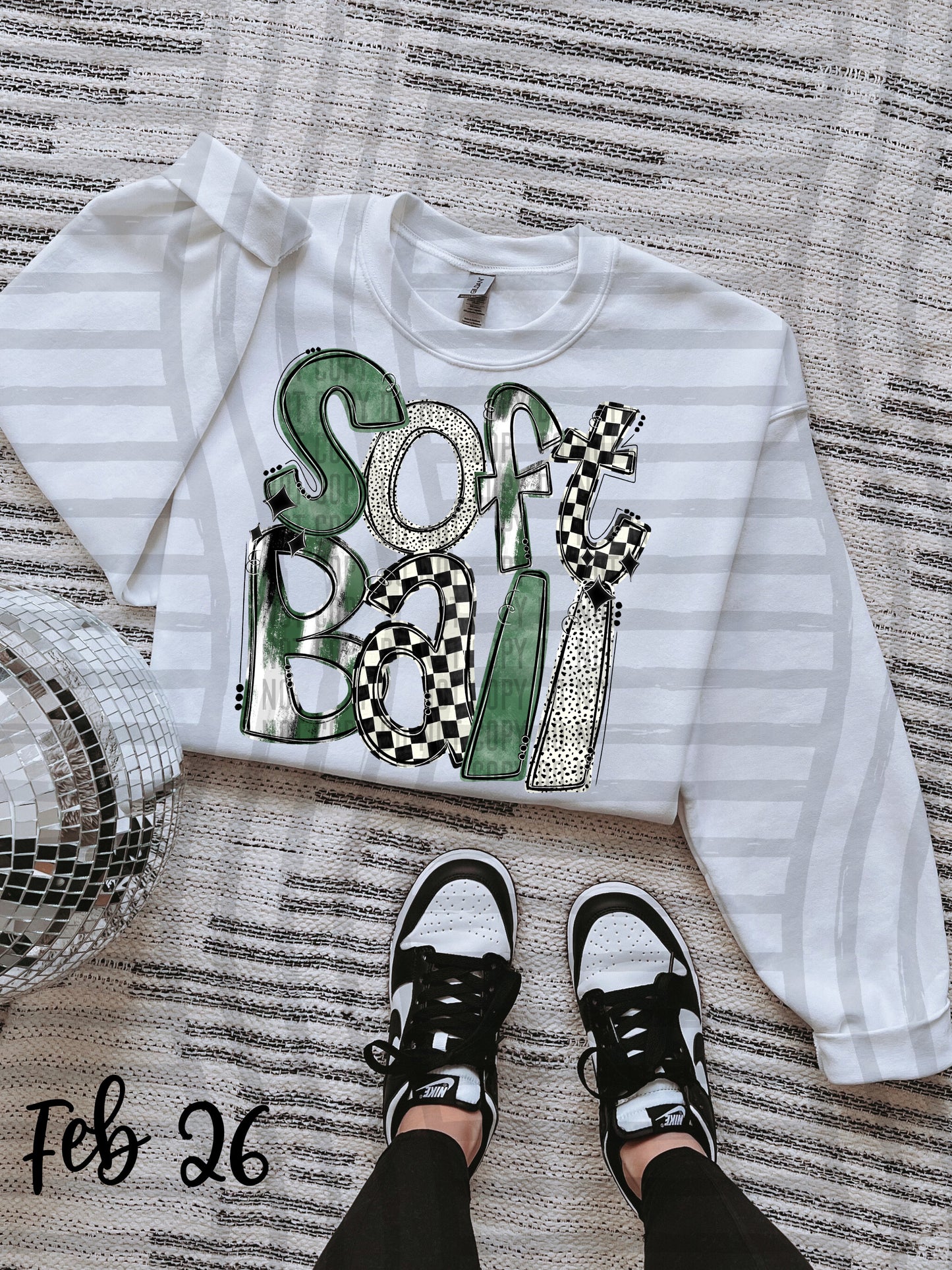 HAND LETTERED SOFTBALL - Color Dropdown Digital Download 300DPI PNG FILE