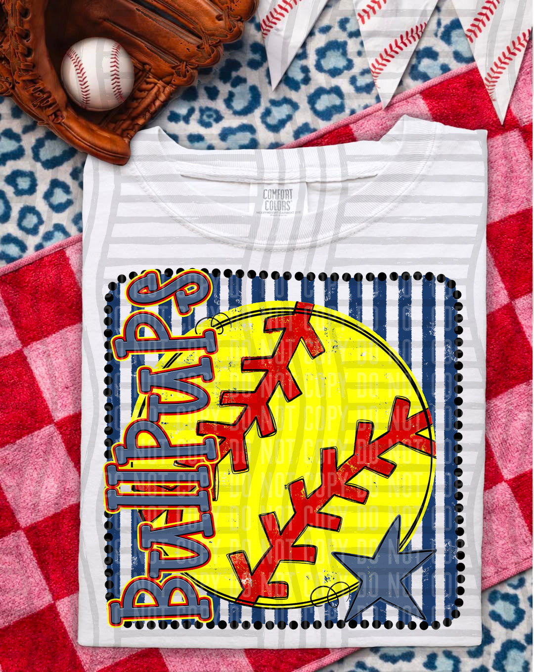 Softball RWB Framed -  Custom + DROPDOWN - 300 DPI digital download