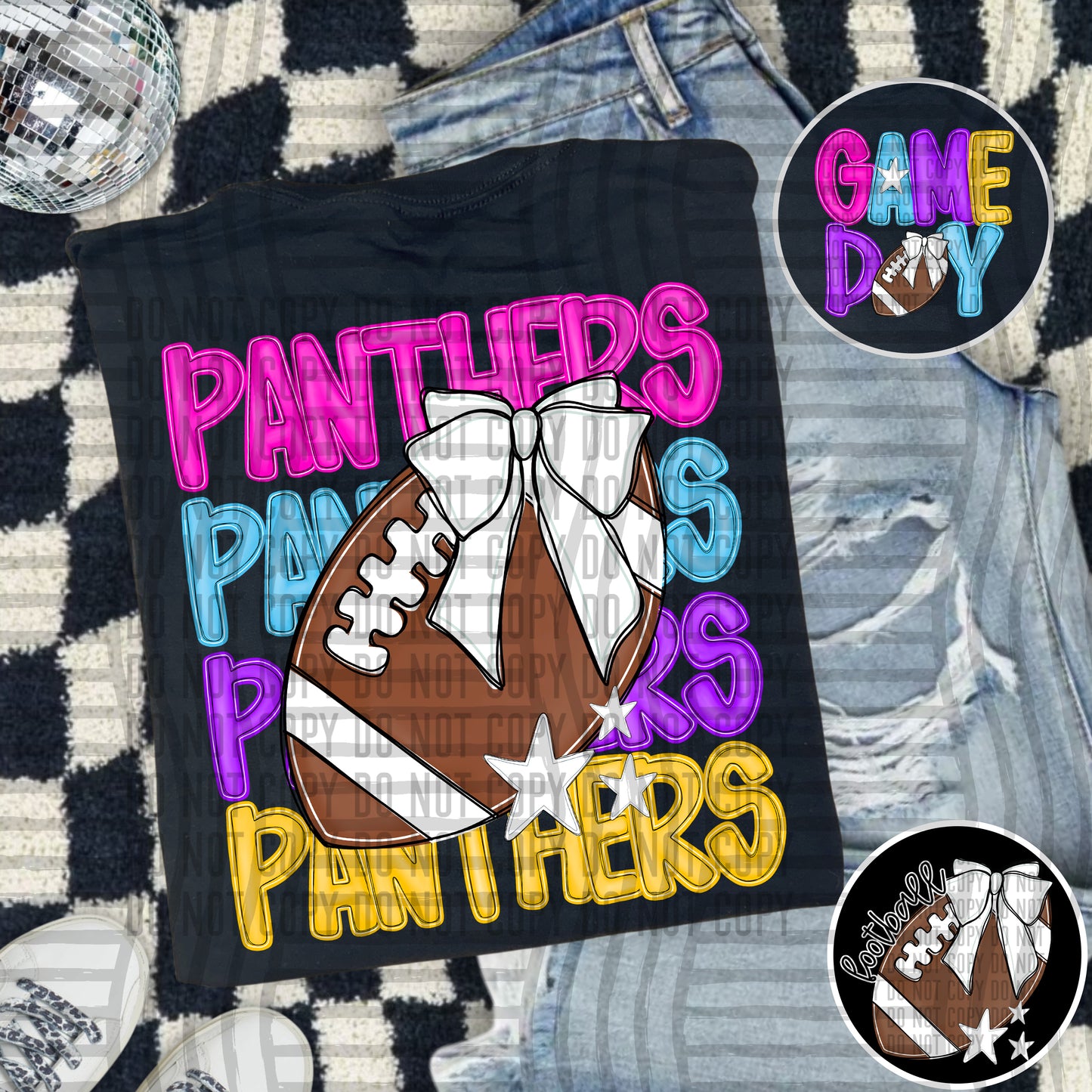 Bright Preppy Stacked Football with optional pocket/sleeve - DIGITAL DOWNLOAD 300 dpi
