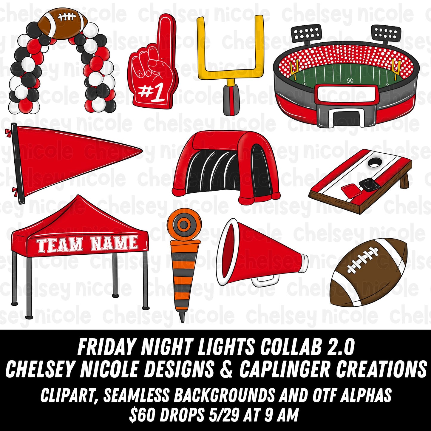 FRIDAY NIGHT LIGHTS 2.0 COLLAB  - Caplinger Creations and Chelsey Nicole Designs - Digital download 300DPI PNG FILE