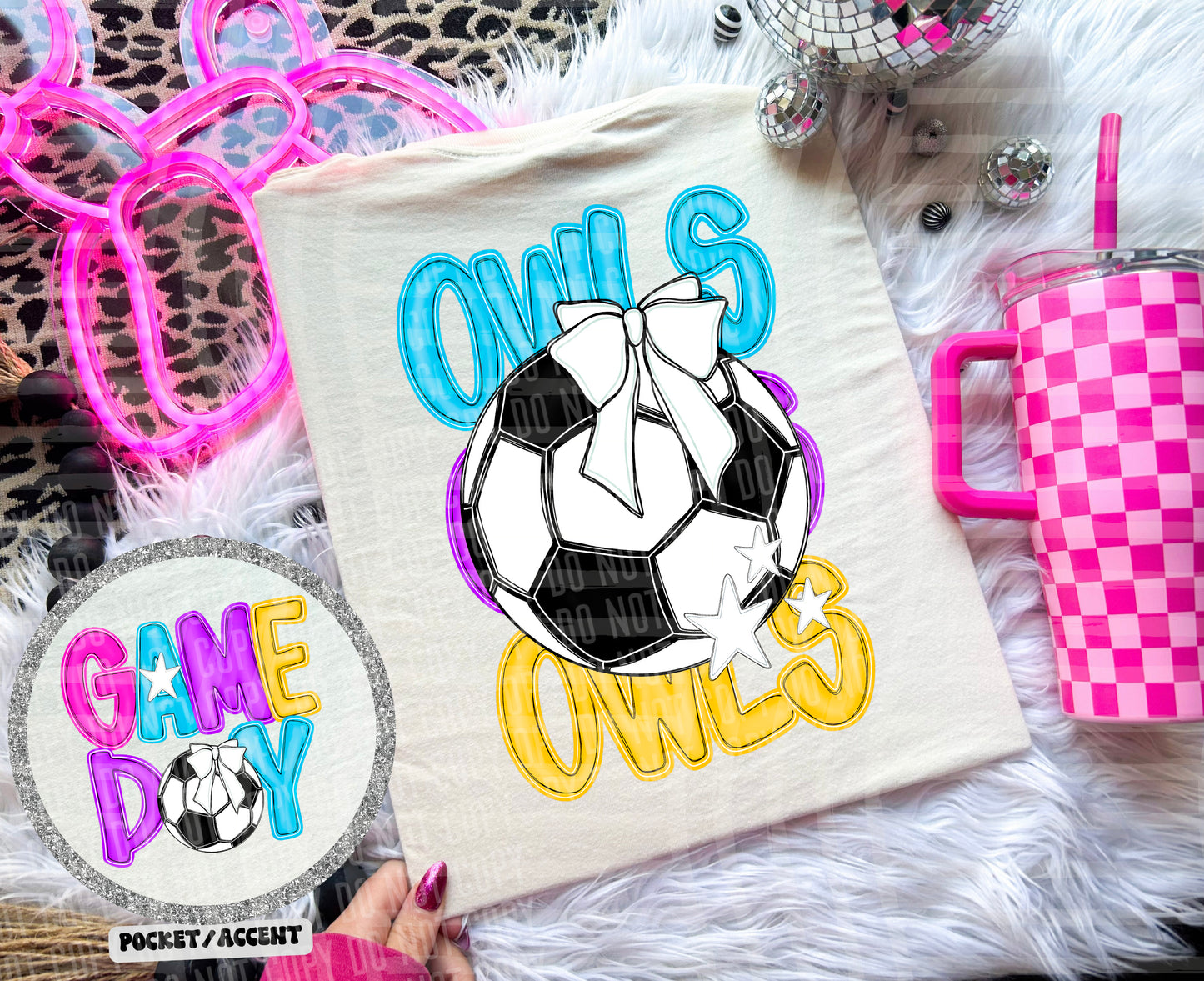 Bright Preppy Stacked Soccer Dropdown Digital Download 300DPI PNG FILE