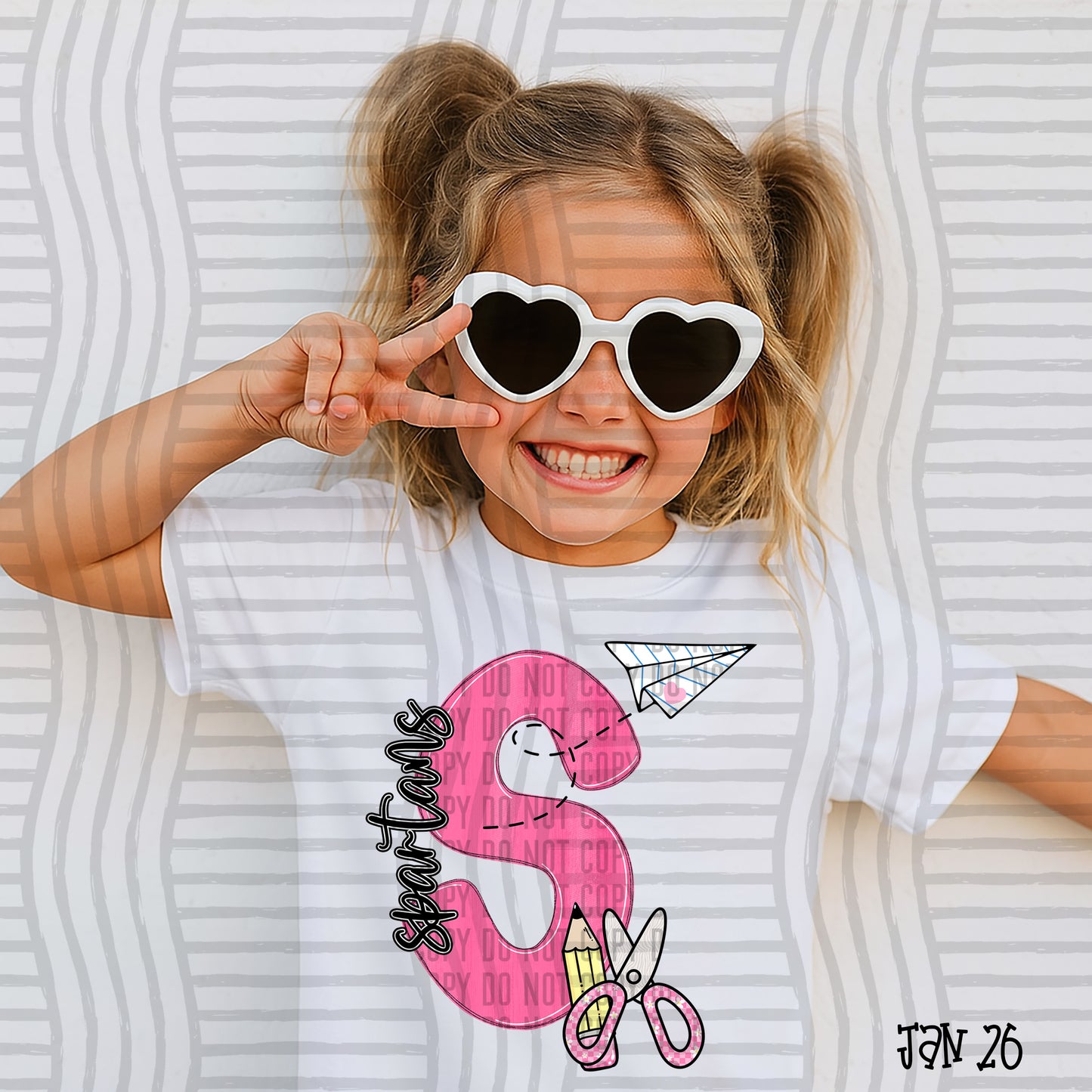 Pink Initials School -  Custom + DROPDOWN - 300 DPI digital download
