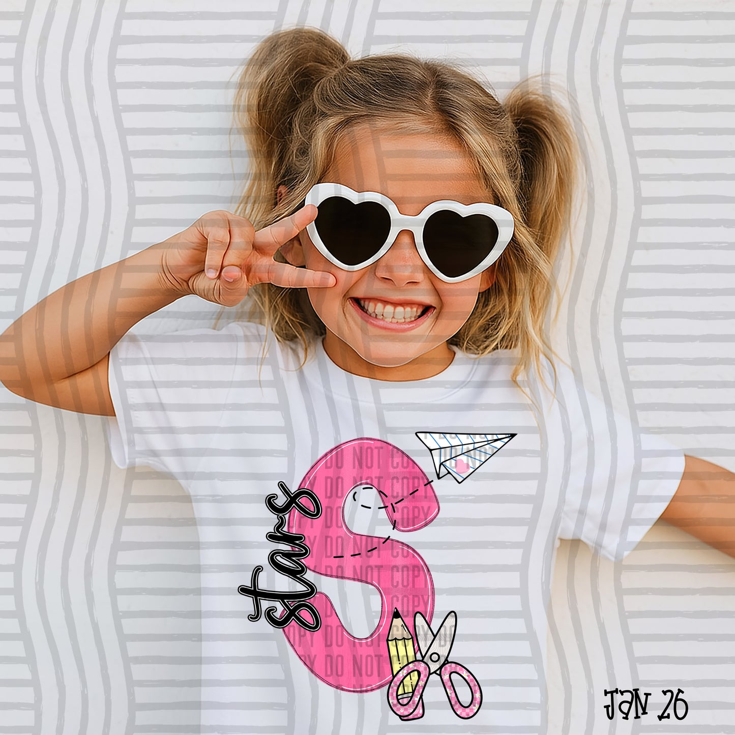 Pink Initials School -  Custom + DROPDOWN - 300 DPI digital download