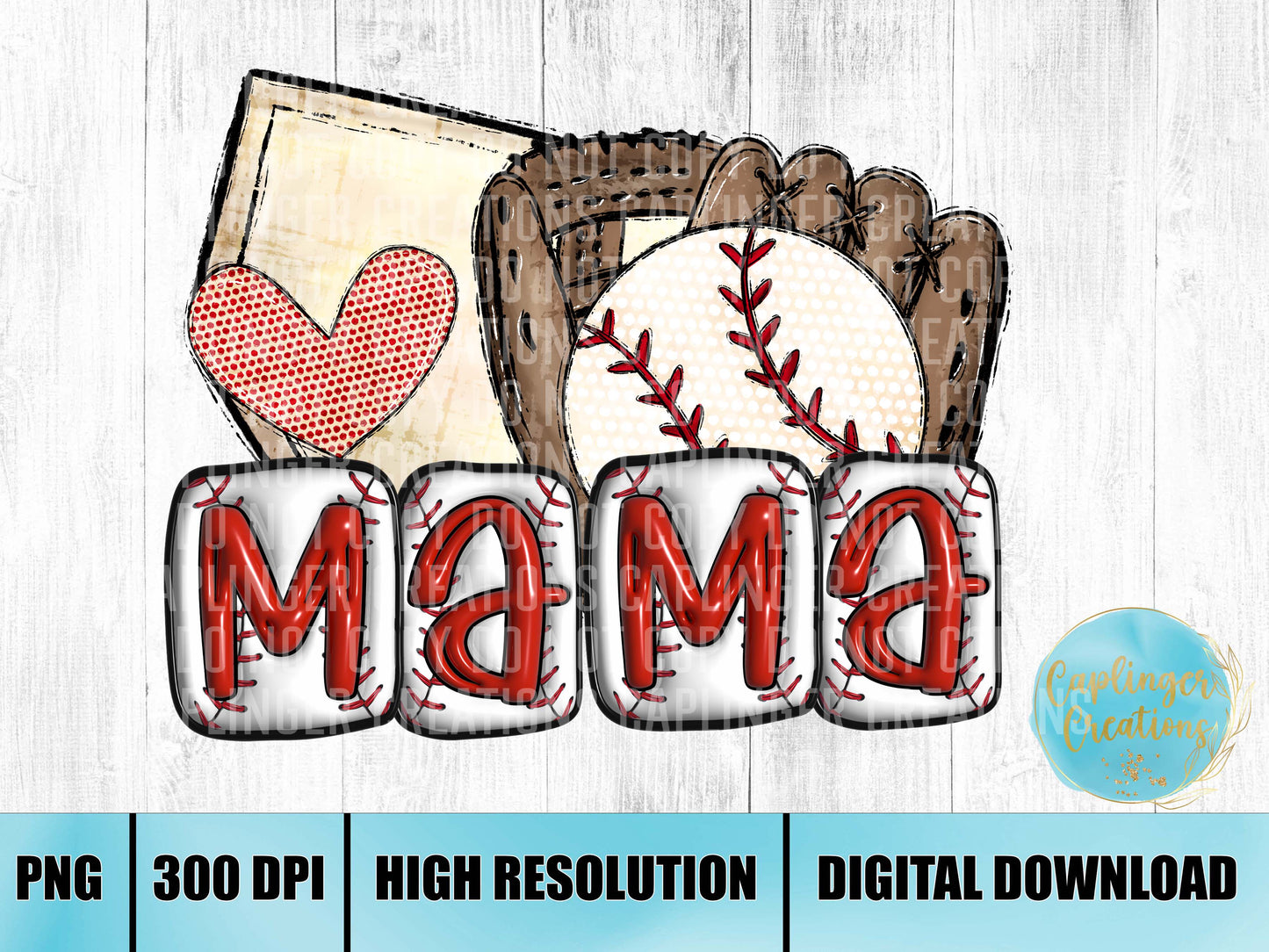 Mama baseball - Digital download 300DPI PNG FILE