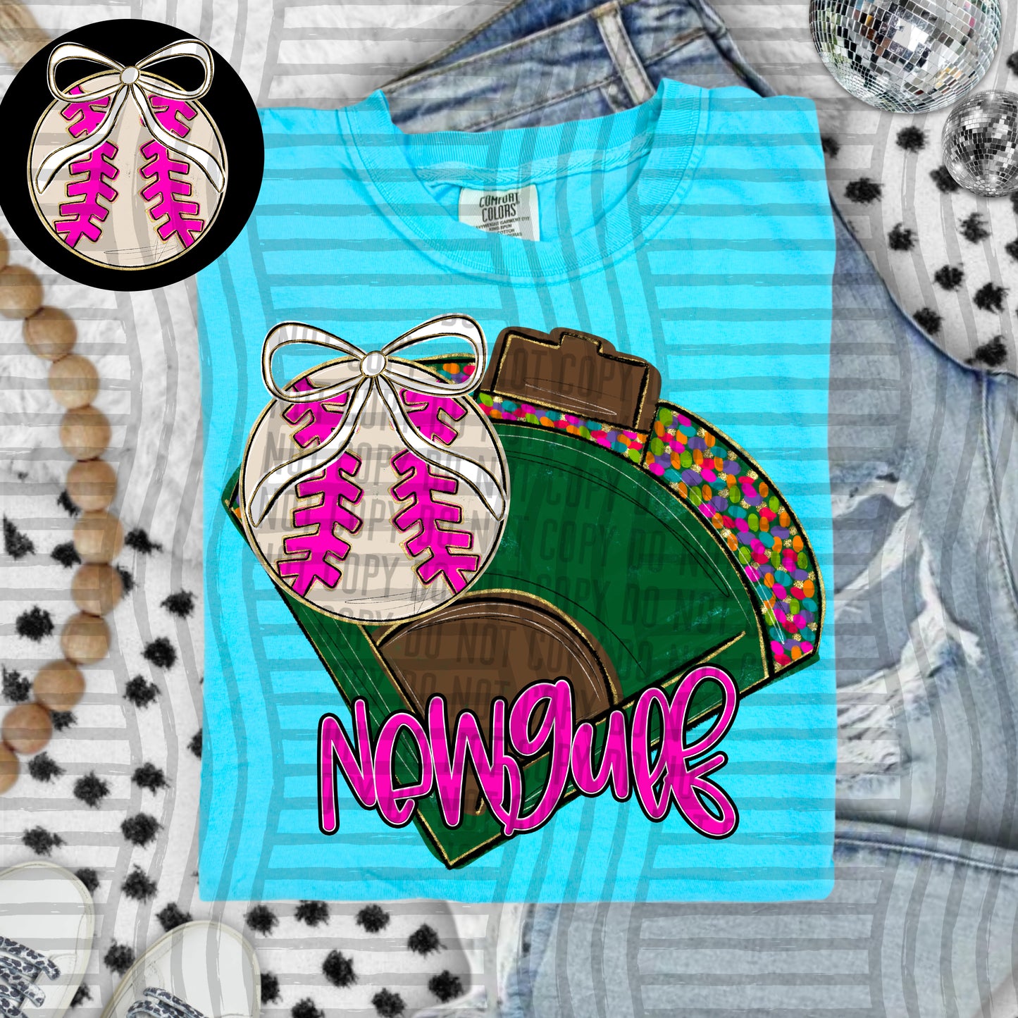 Preppy Baseball Field -optional pocket + Custom + Dropdown - 300 dpi Digital Download