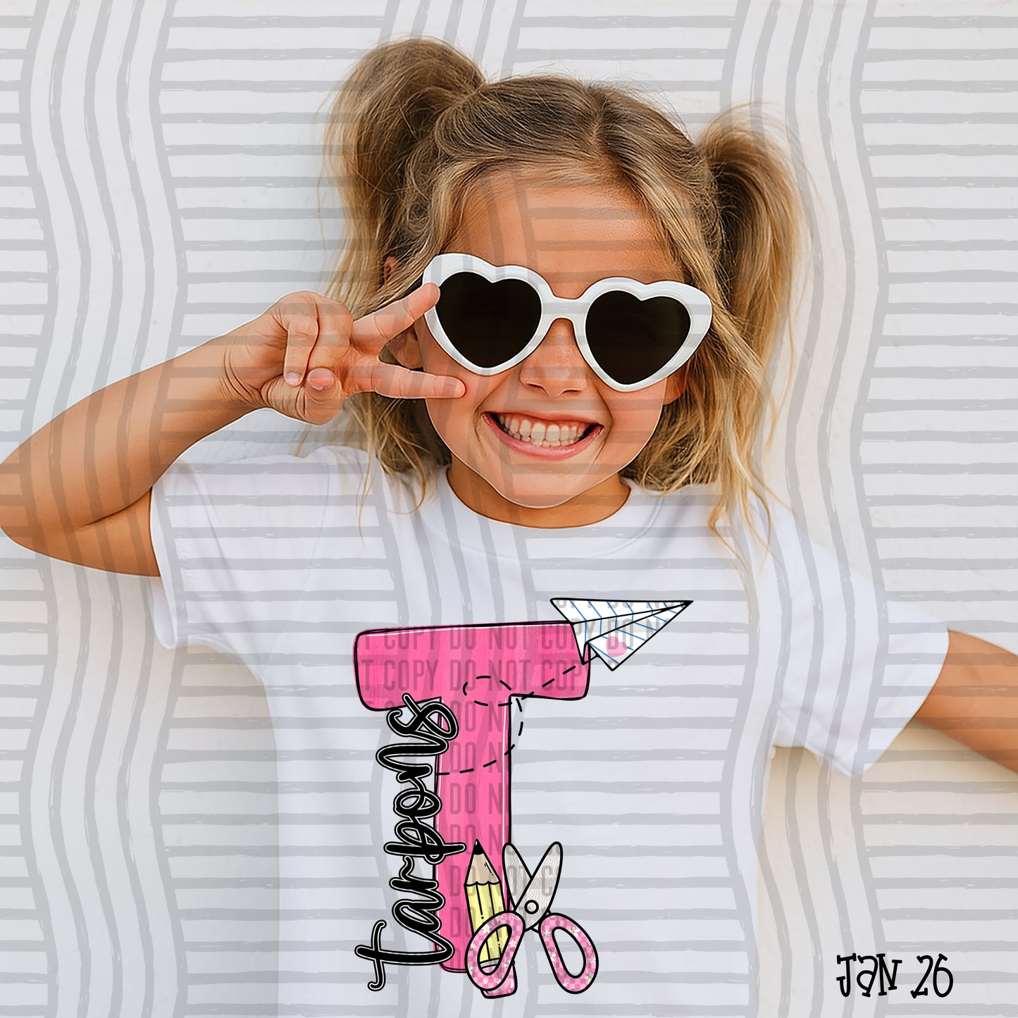 Pink Initials School -  Custom + DROPDOWN - 300 DPI digital download