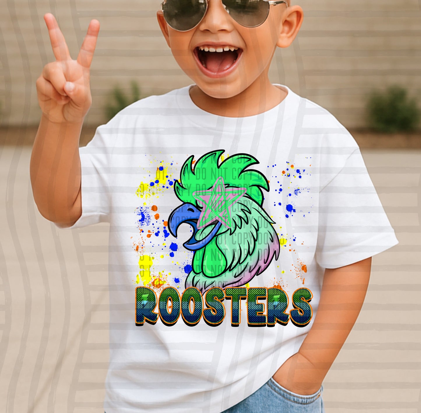 Paint Splatter STARRY EYED mascots blue/green/orange -  Digital Download 300DPI PNG FILE