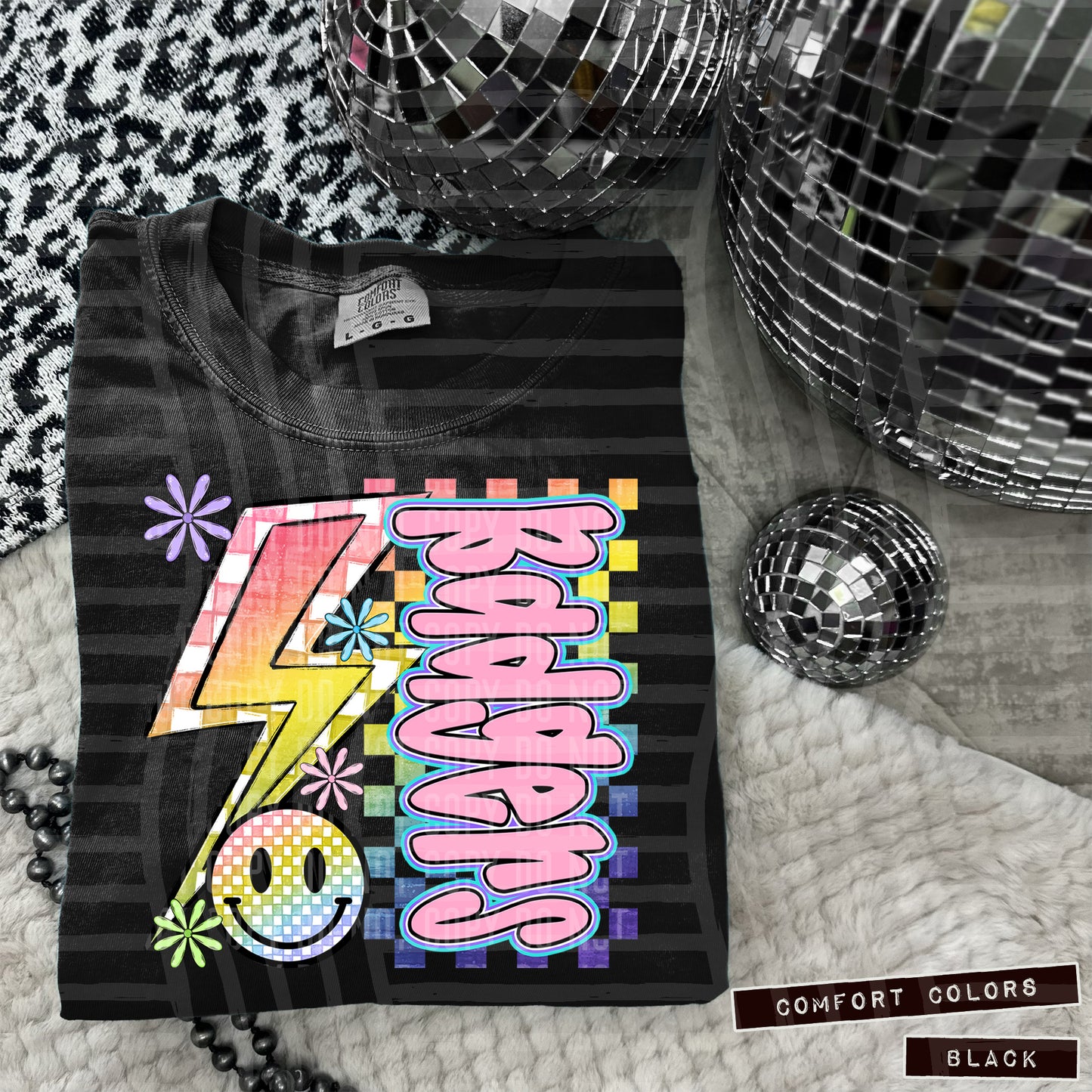 Sideways Rainbow Checker Bolt Happy Mascots Dropdown - Digital Download 300DPI PNG FILE