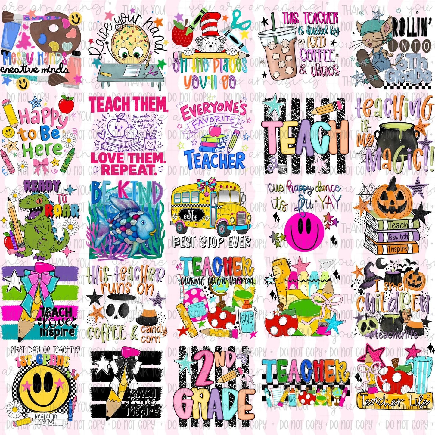 Back 2 School - Collab - Featuring Caplinger Creations - Bless This Mess - Oh Honey Digitals - Southern Comfort  - Digital download 300DPI PNG FILE