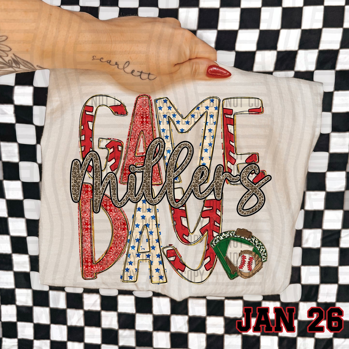 Game Day Baseball LEOPARD PRINT CENTER - Custom + DROPDOWN - 300 DPI digital download