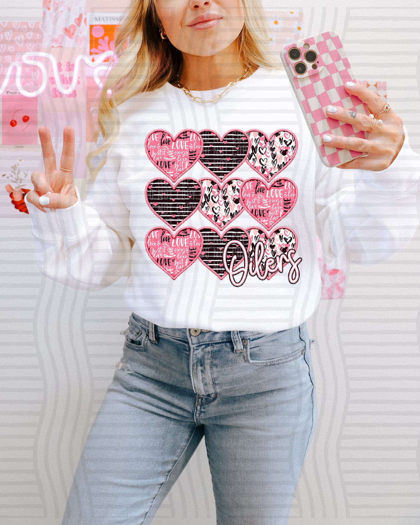 Faux Embroidery Heart Mascots - Custom + Dropdown - 300 dpi Digital Download