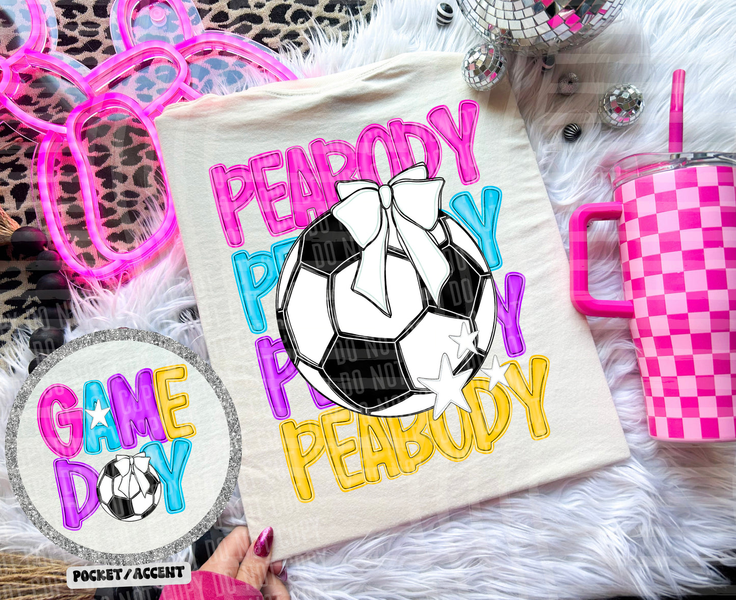 Bright Preppy Stacked Soccer Dropdown Digital Download 300DPI PNG FILE