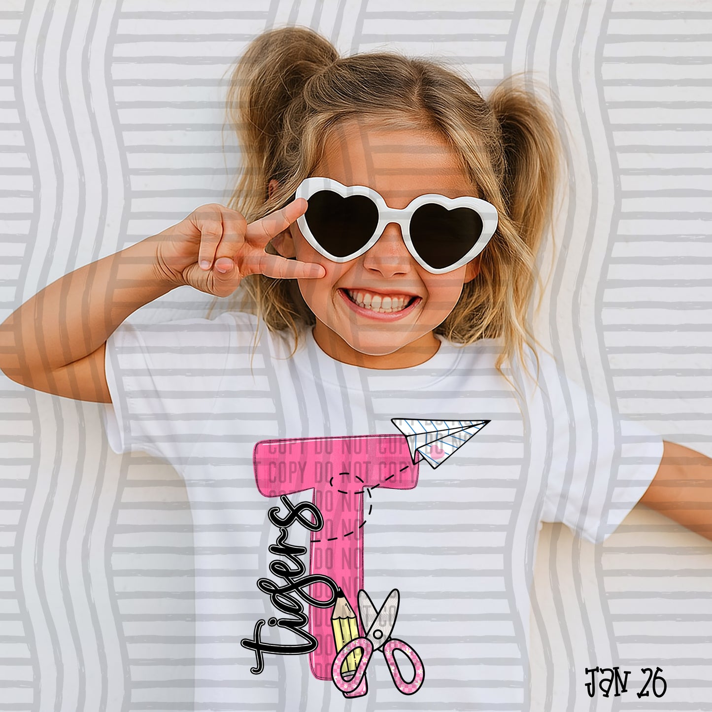 Pink Initials School -  Custom + DROPDOWN - 300 DPI digital download