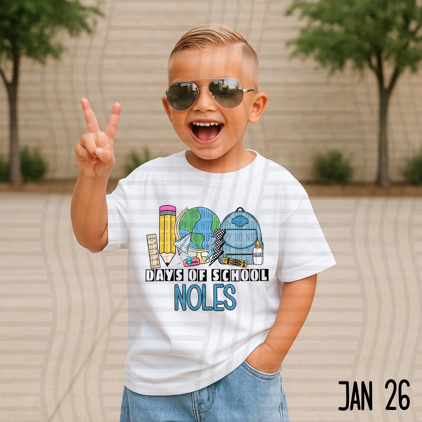 100 days of school (Boyish) - Custom + DROPDOWN - 300 DPI digital download