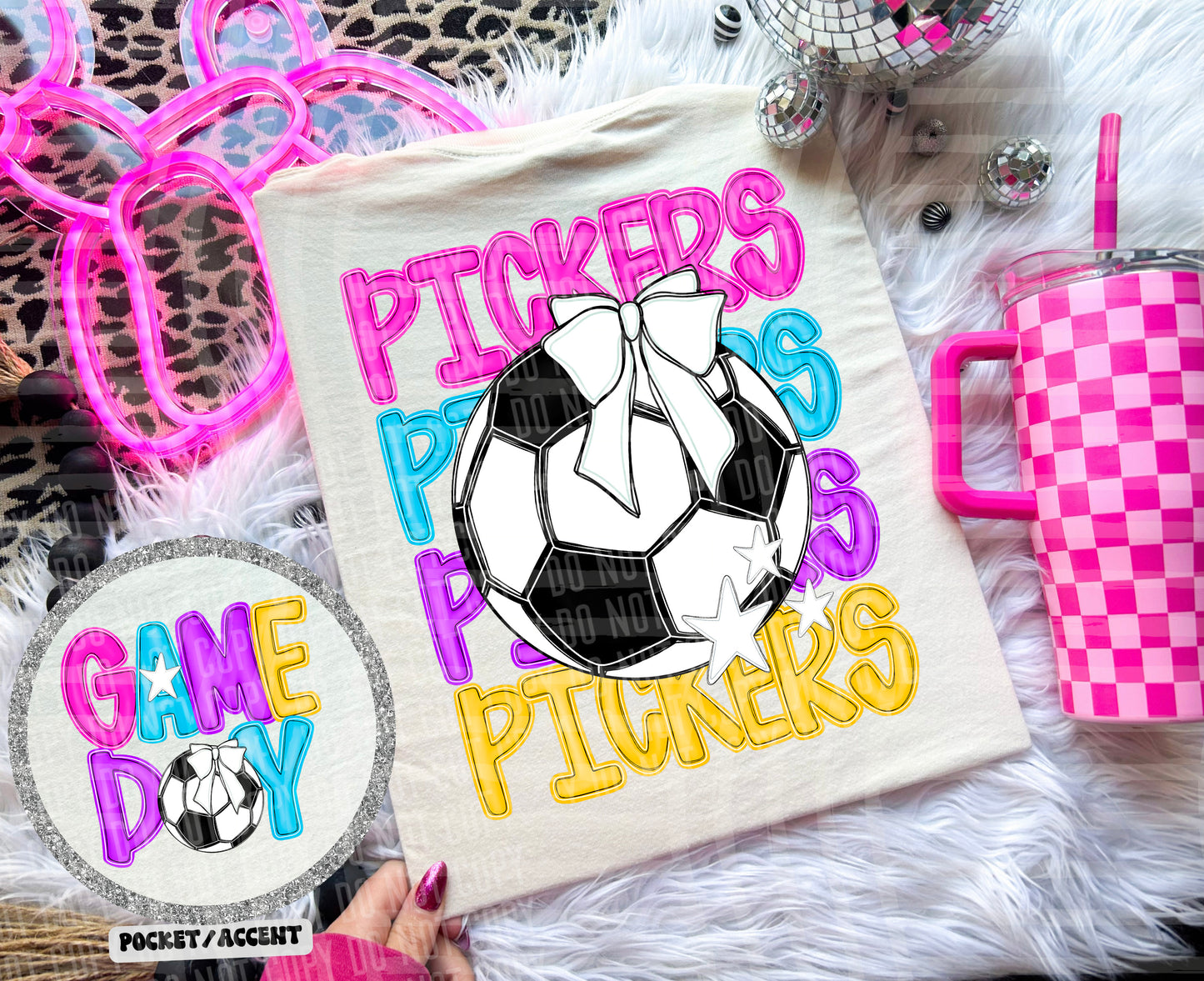 Bright Preppy Stacked Soccer Dropdown Digital Download 300DPI PNG FILE