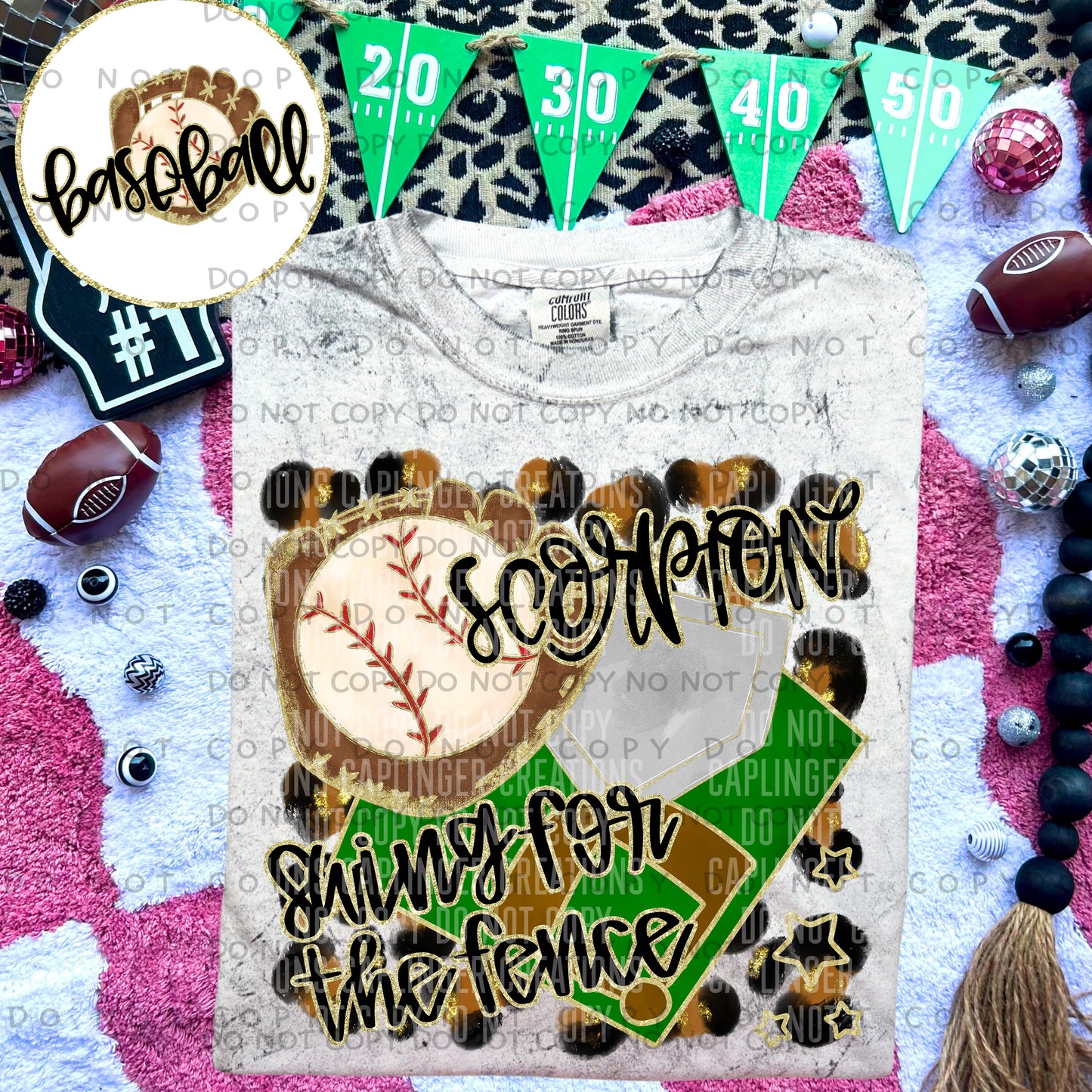 Swing for the fence - Animal Print BASEBALL with optional sleeve/front- DROPDOWN + CUSTOM - Digital Download 300DPI PNG FILE