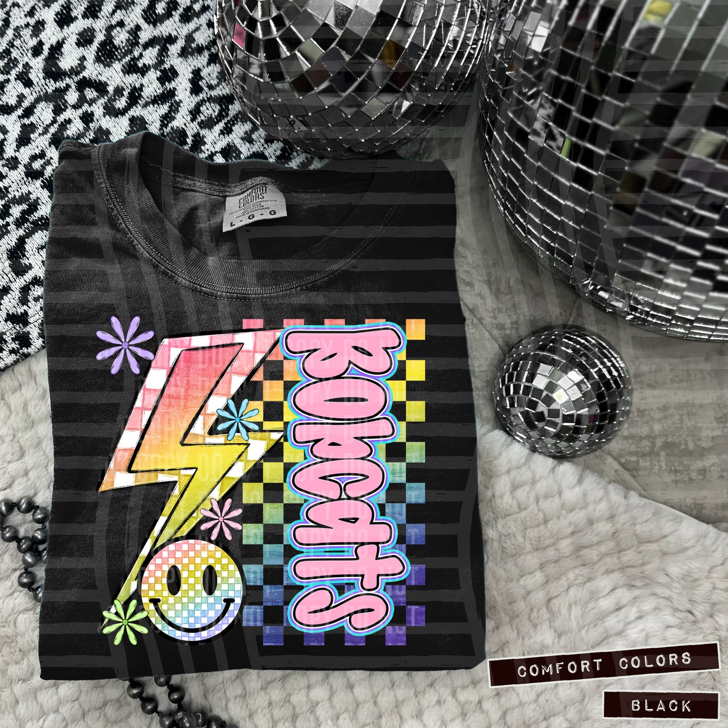 Sideways Rainbow Checker Bolt Happy Mascots Dropdown - Digital Download 300DPI PNG FILE