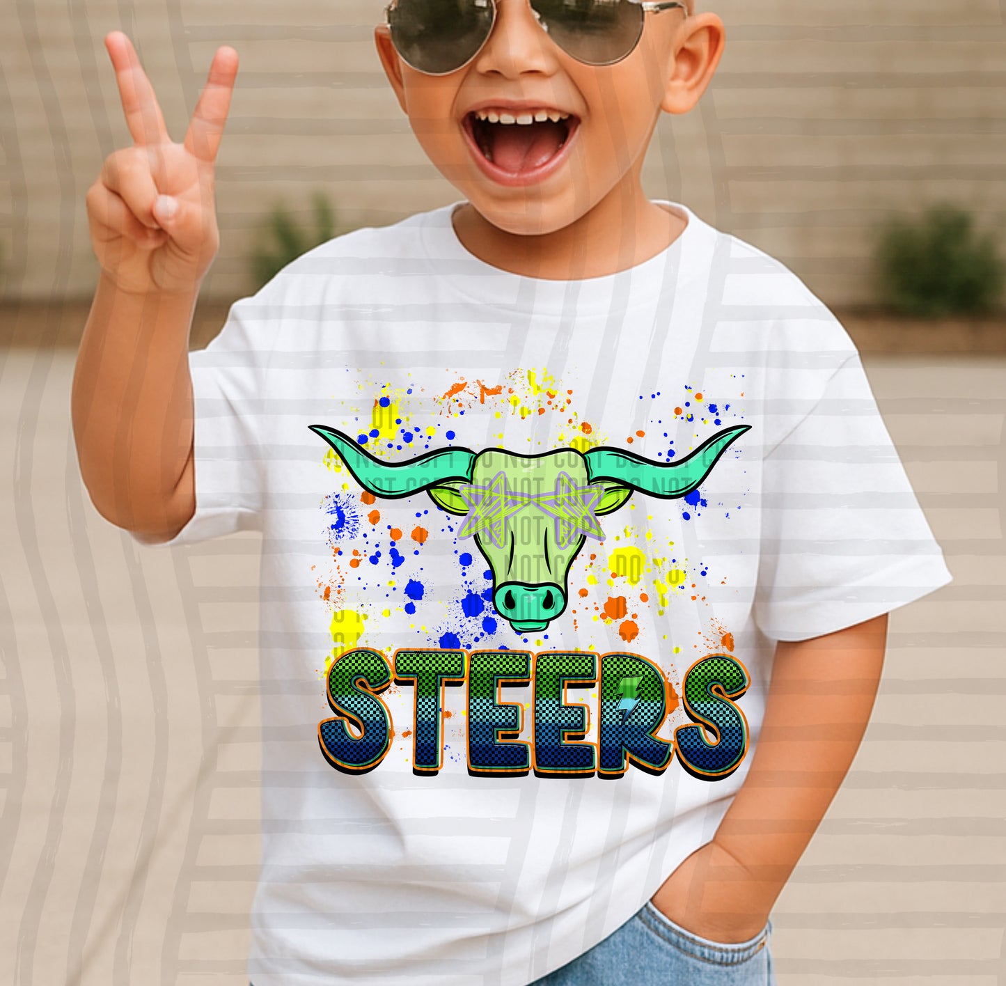 Paint Splatter STARRY EYED mascots blue/green/orange -  Digital Download 300DPI PNG FILE