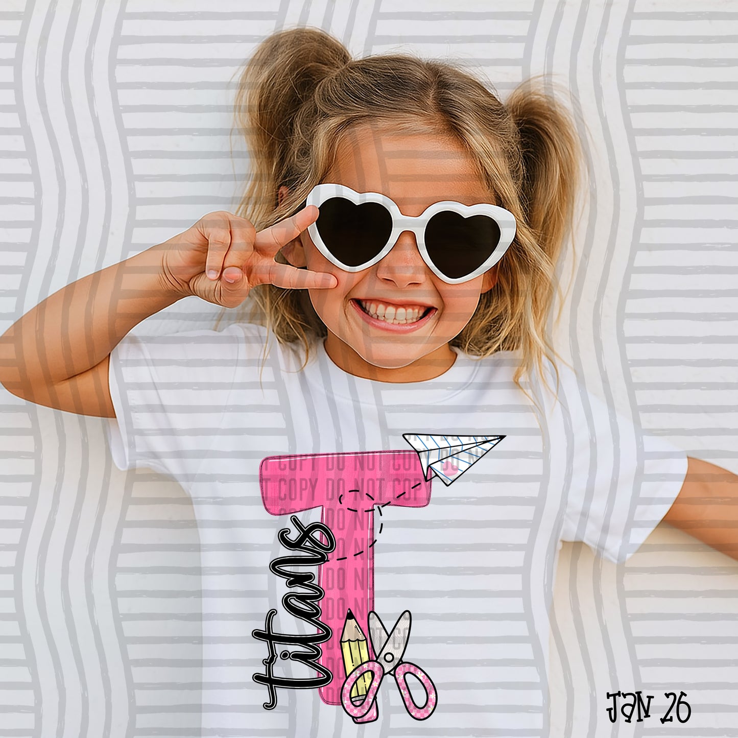 Pink Initials School -  Custom + DROPDOWN - 300 DPI digital download