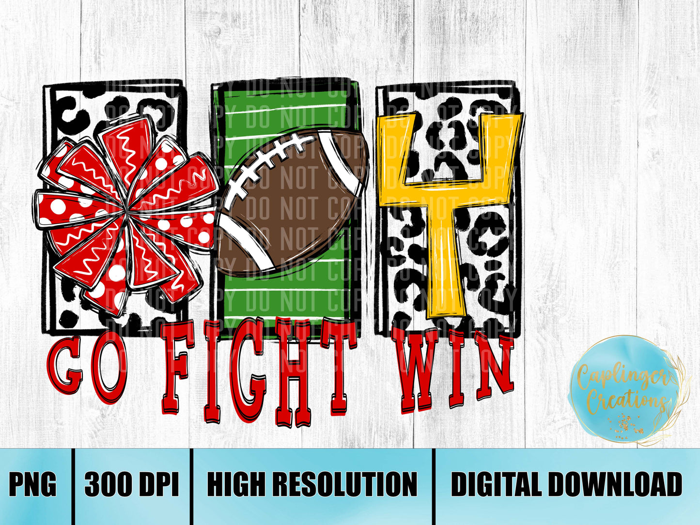 GO FIGHT WIN - RED - Digital download 300DPI PNG FILE