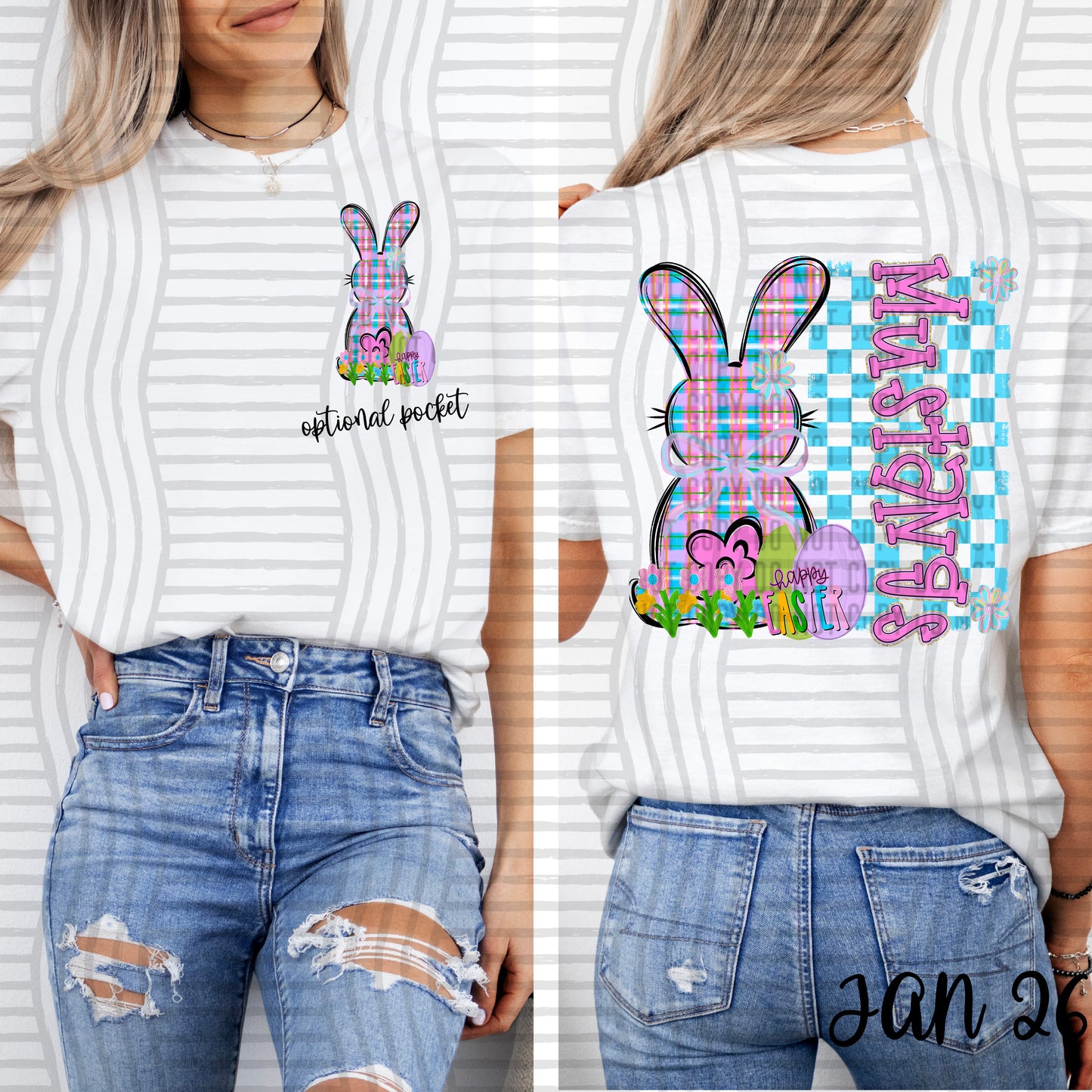 Easter Bunny Mascots-  Custom + DROPDOWN - 300 DPI digital download