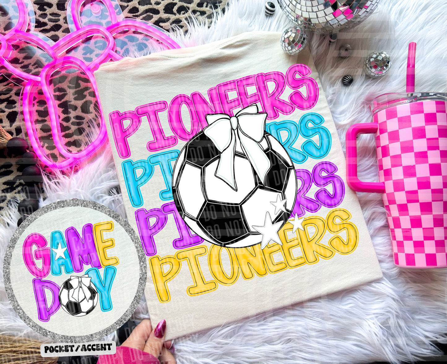 Bright Preppy Stacked Soccer Dropdown Digital Download 300DPI PNG FILE