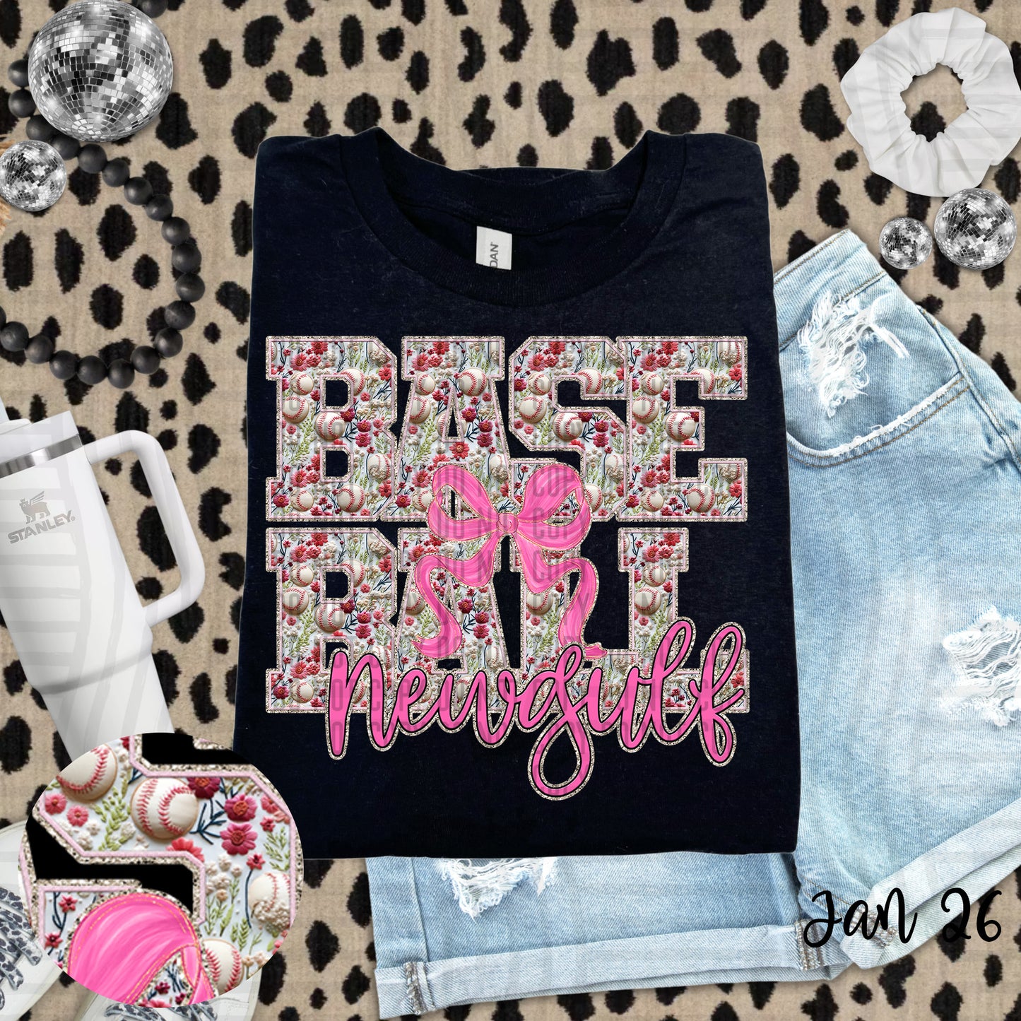 Floral Baseball  - Custom + DROPDOWN - 300 DPI digital download