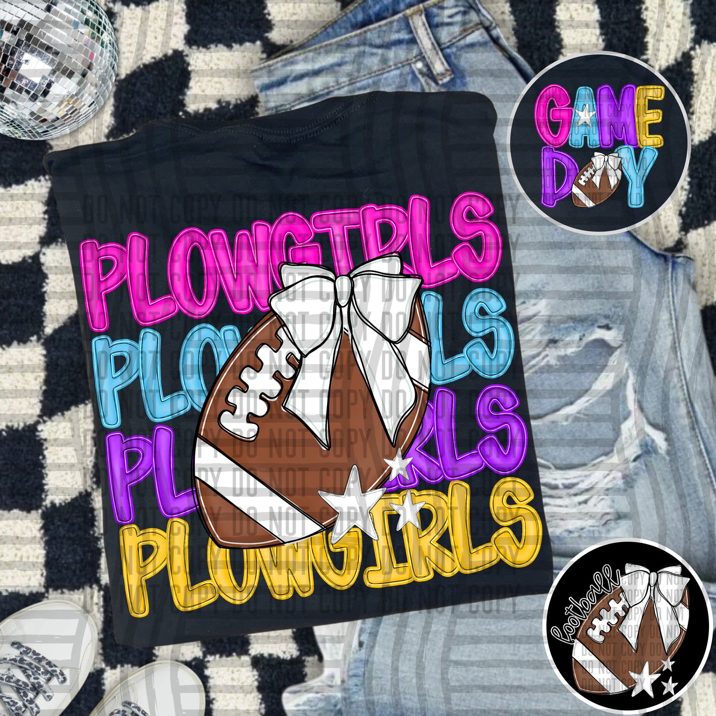 Bright Preppy Stacked Football with optional pocket/sleeve - DIGITAL DOWNLOAD 300 dpi