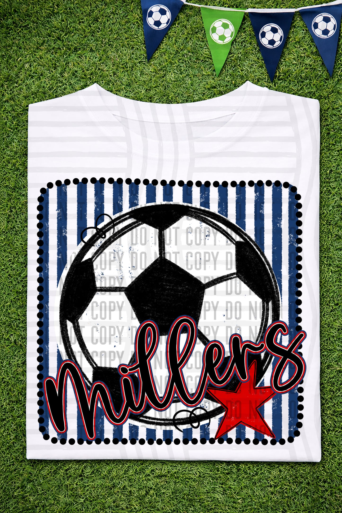 Soccer RWB Framed -  Custom + DROPDOWN - 300 DPI digital download