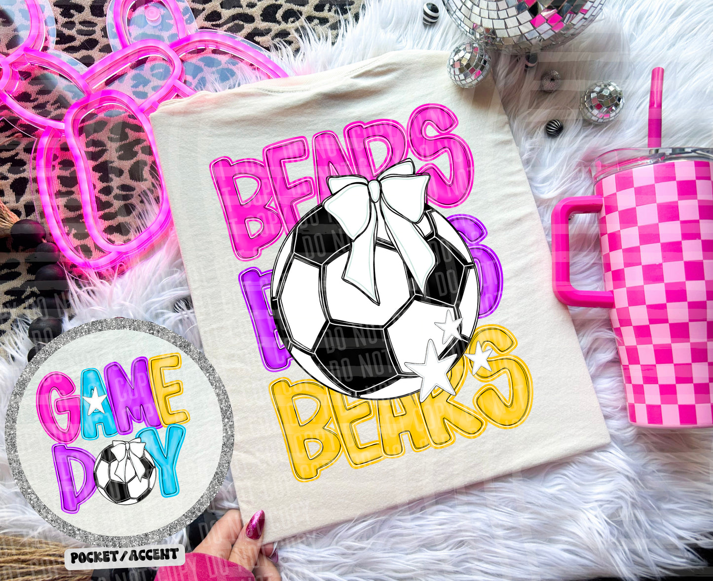 Bright Preppy Stacked Soccer Dropdown Digital Download 300DPI PNG FILE
