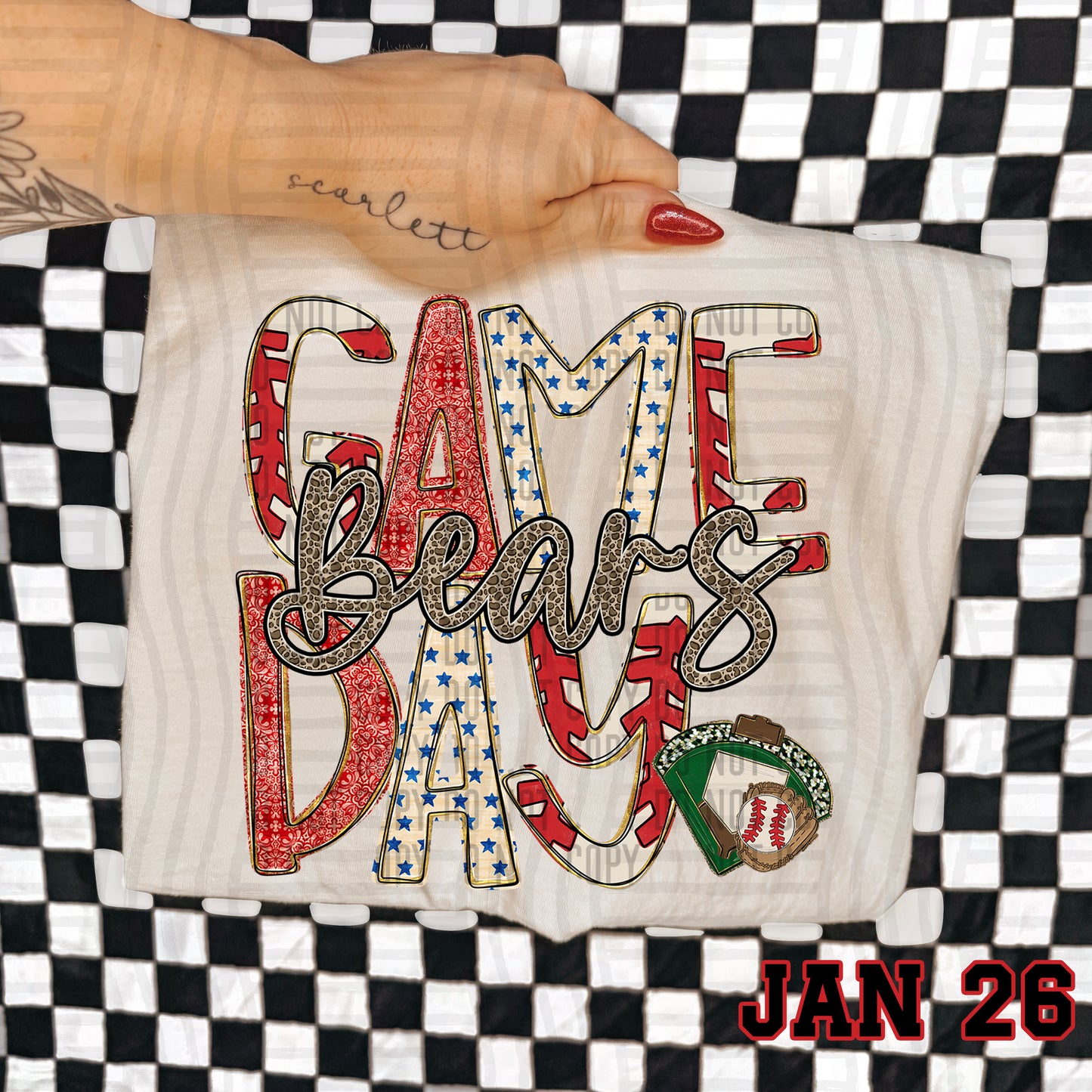 Game Day Baseball LEOPARD PRINT CENTER - Custom + DROPDOWN - 300 DPI digital download