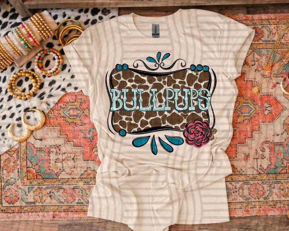 Cowhide & Turquoise Mascots -  Custom + DROPDOWN - 300 DPI digital download