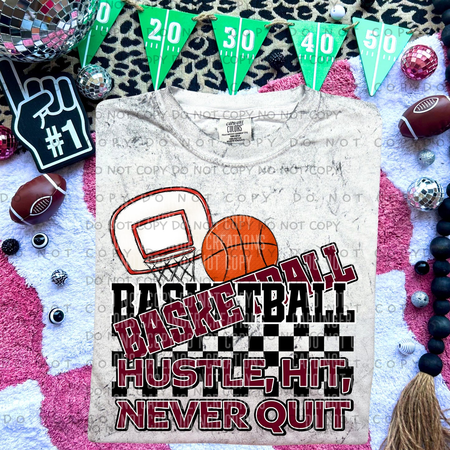 BASKETBALL hustle, hit , never quit - Color Dropdown Digital Download 300DPI PNG FILE