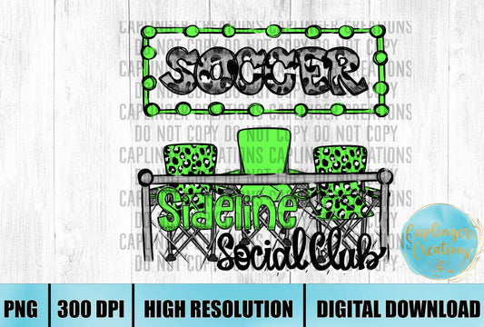 Lime Green Soccer Sidelines Social Club - Digital download 300DPI PNG FILE