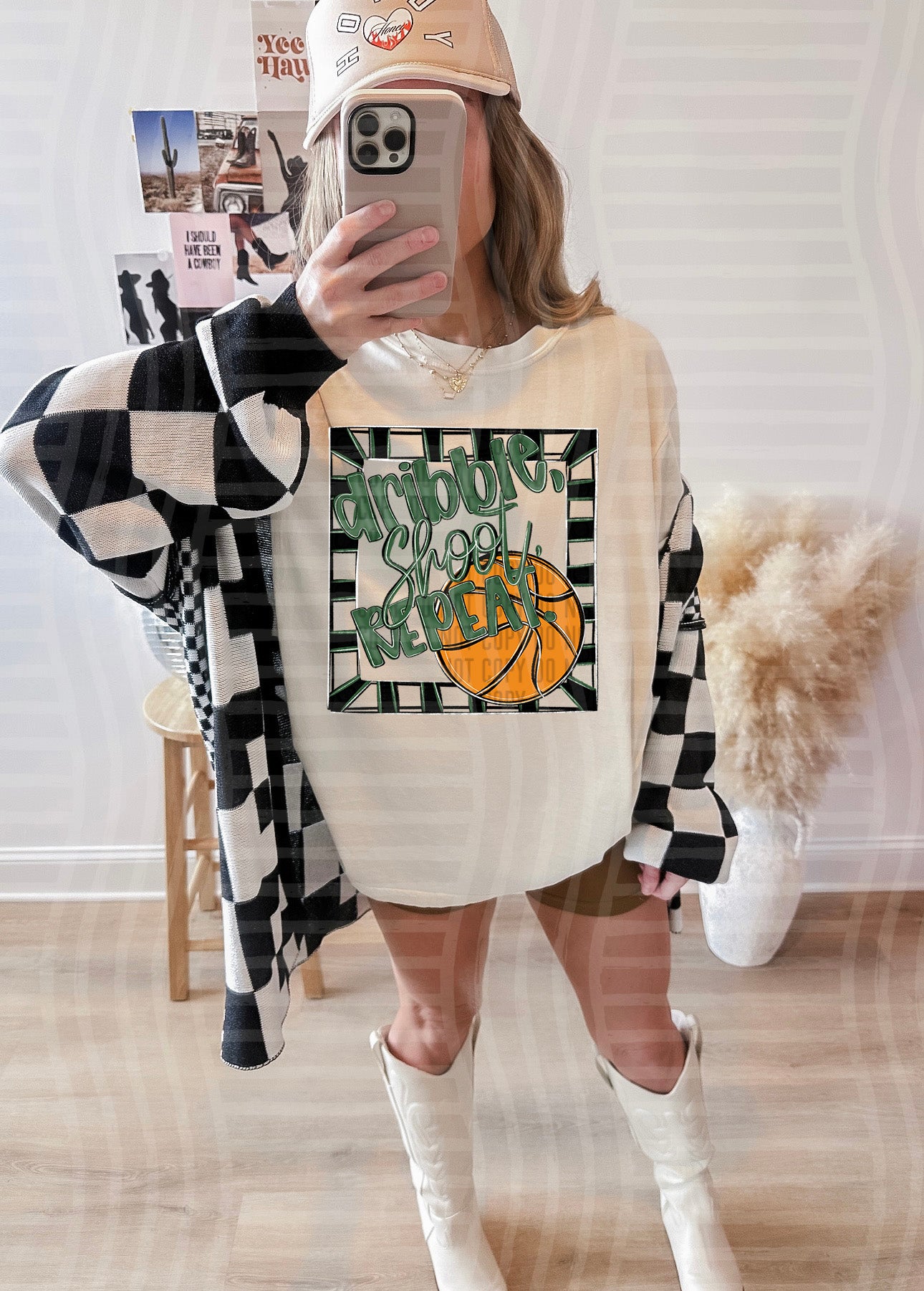 Dribble, Shoot, Repeat. - Color Dropdown Digital Download 300DPI PNG FILE