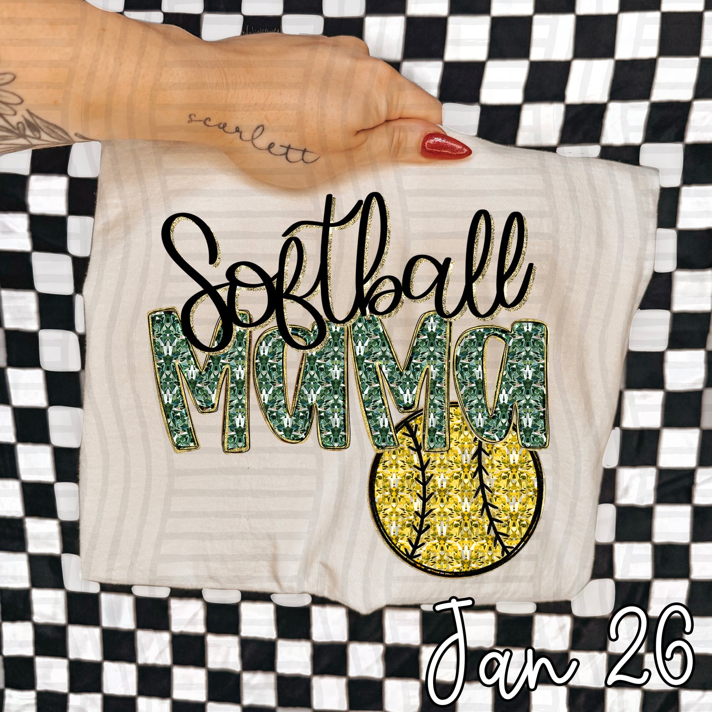 SOFTBALL Mama Bling - Faux Diamonds - Color Dropdown Digital Download 300DPI PNG FILE