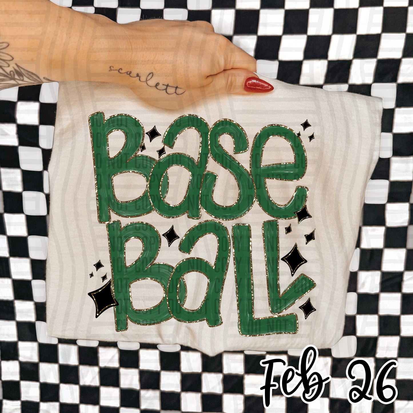 Baseball Hand Lettered -  Color Dropdown Digital Download 300DPI PNG FILE