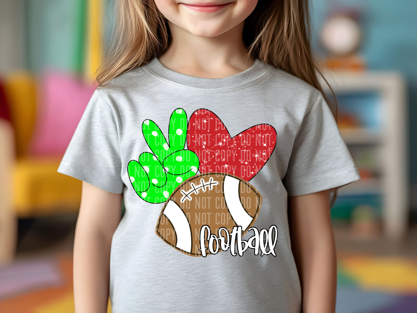 Peace Love Football Color Dropdown Digital Download 300DPI PNG FILE