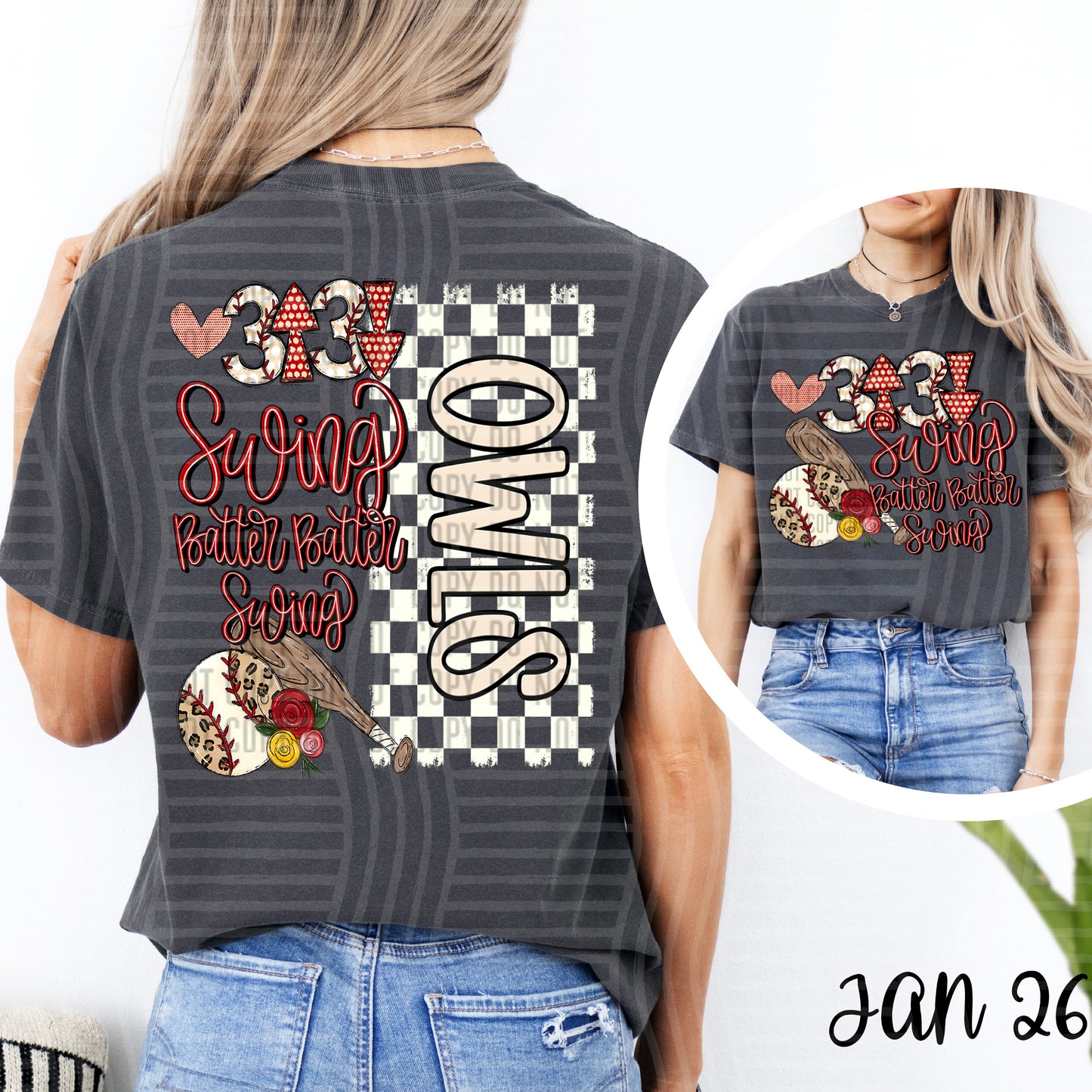 Swing Batter BASEBALL + OPTIONAL FRONT full size design - Custom + DROPDOWN - 300 DPI digital download