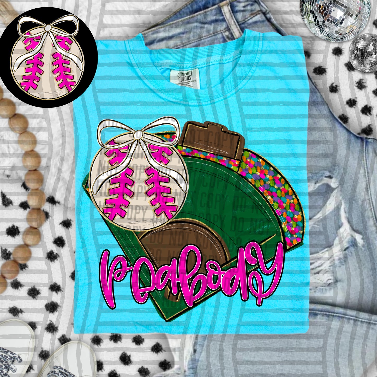 Preppy Baseball Field -optional pocket + Custom + Dropdown - 300 dpi Digital Download