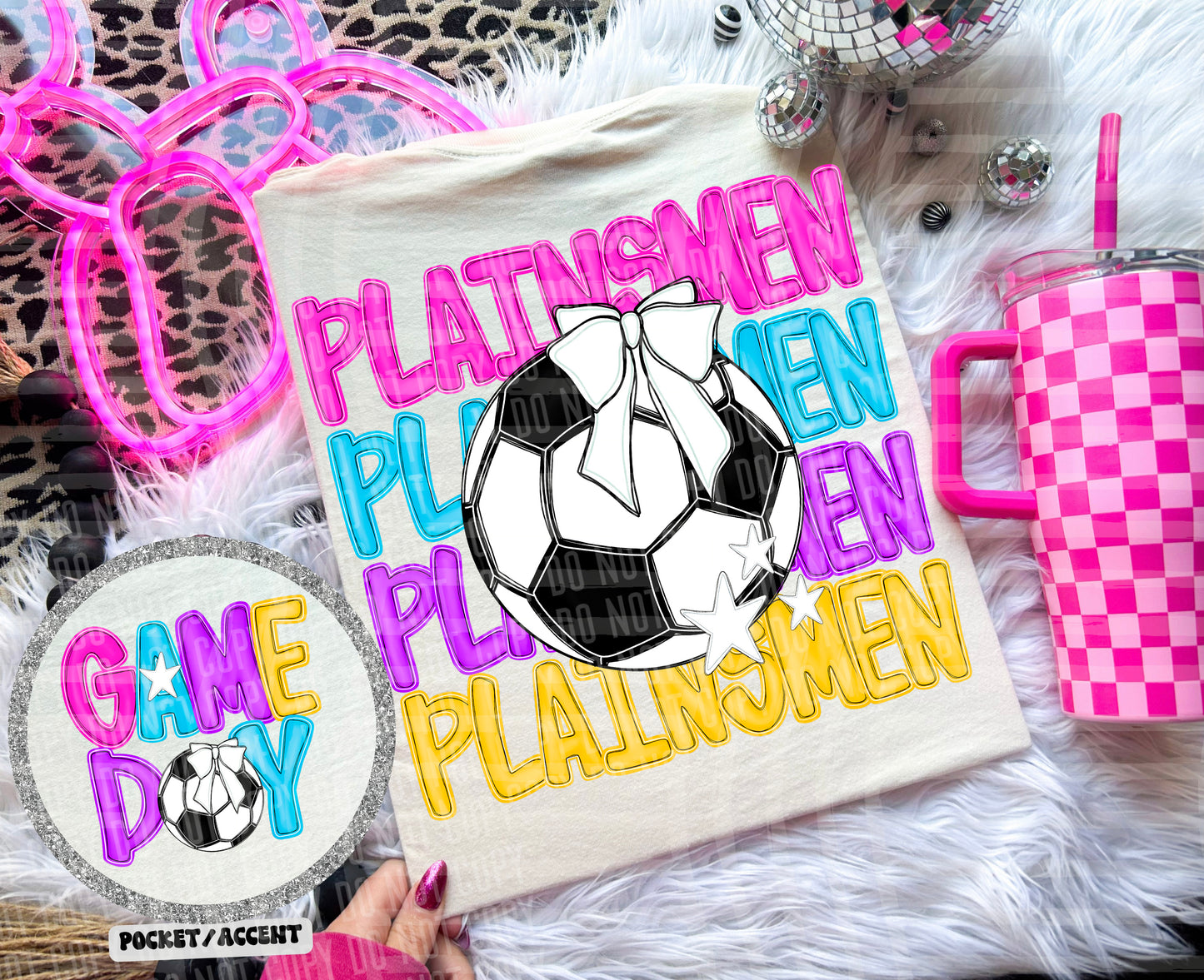 Bright Preppy Stacked Soccer Dropdown Digital Download 300DPI PNG FILE