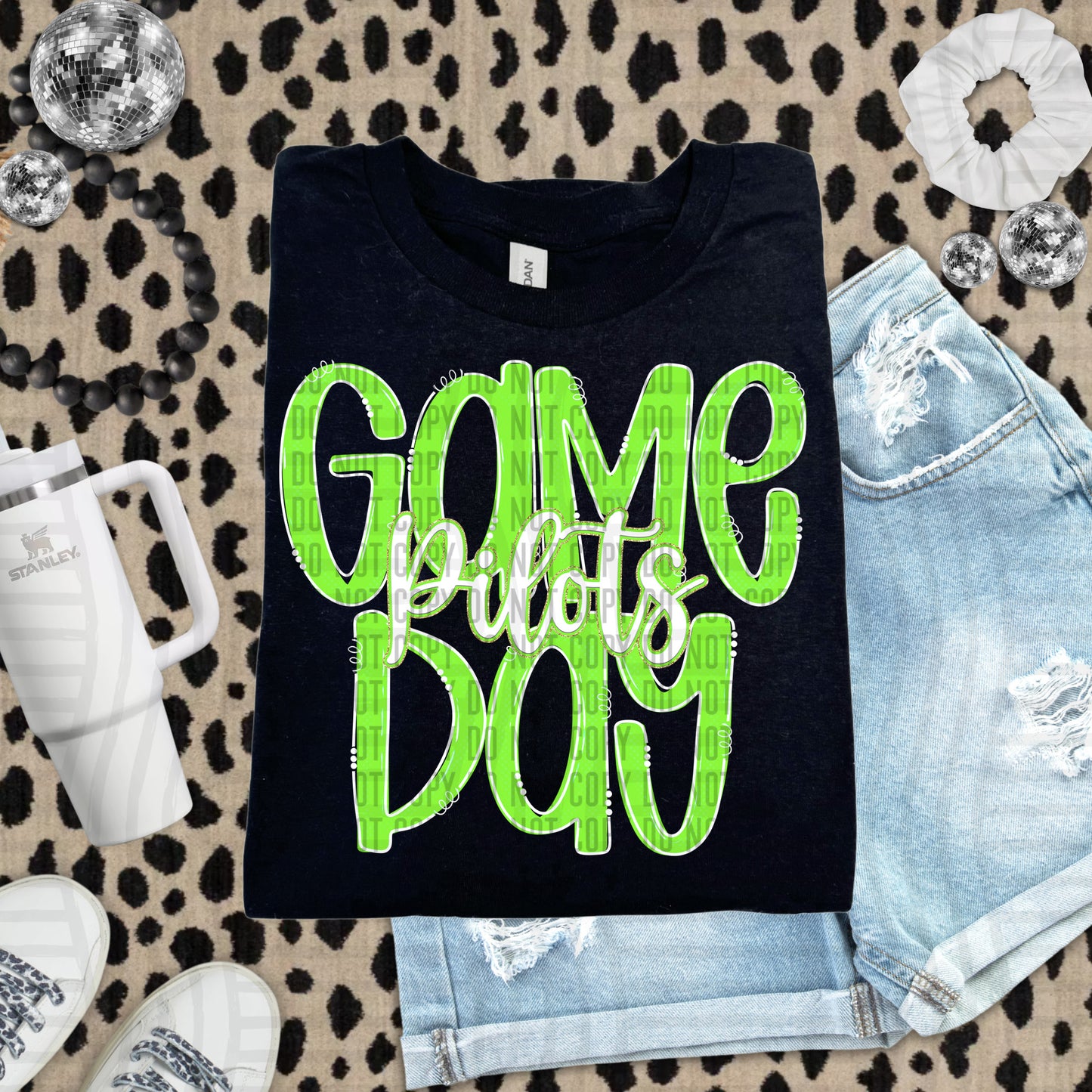 Lime- GAME DAY Doodles - 300 dpi Digital Download