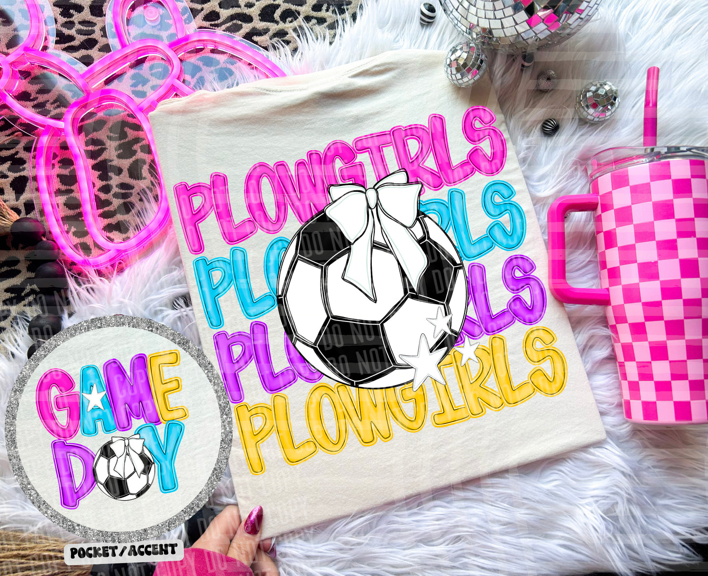 Bright Preppy Stacked Soccer Dropdown Digital Download 300DPI PNG FILE