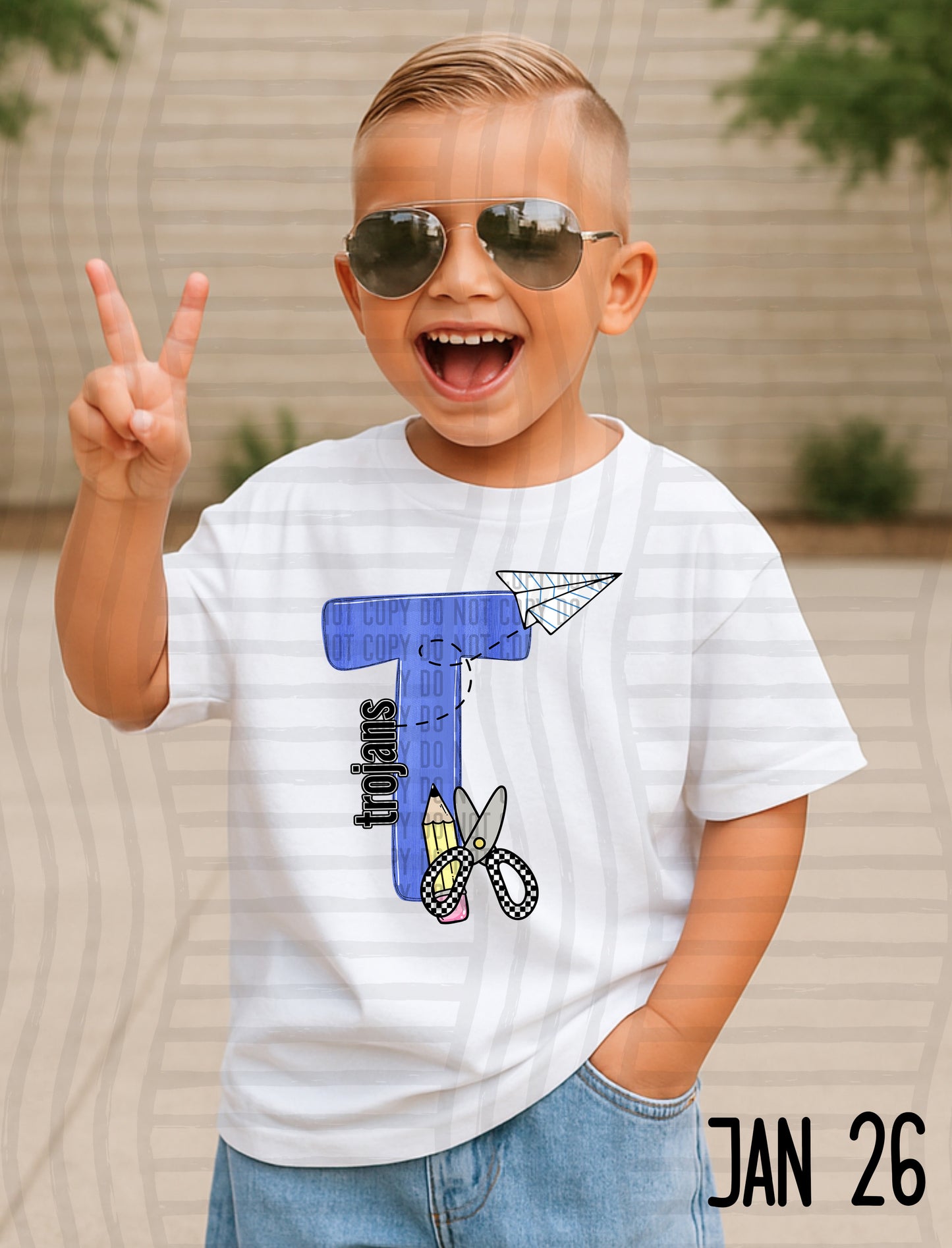Blue Checks Initials School - Custom + DROPDOWN - 300 DPI digital download