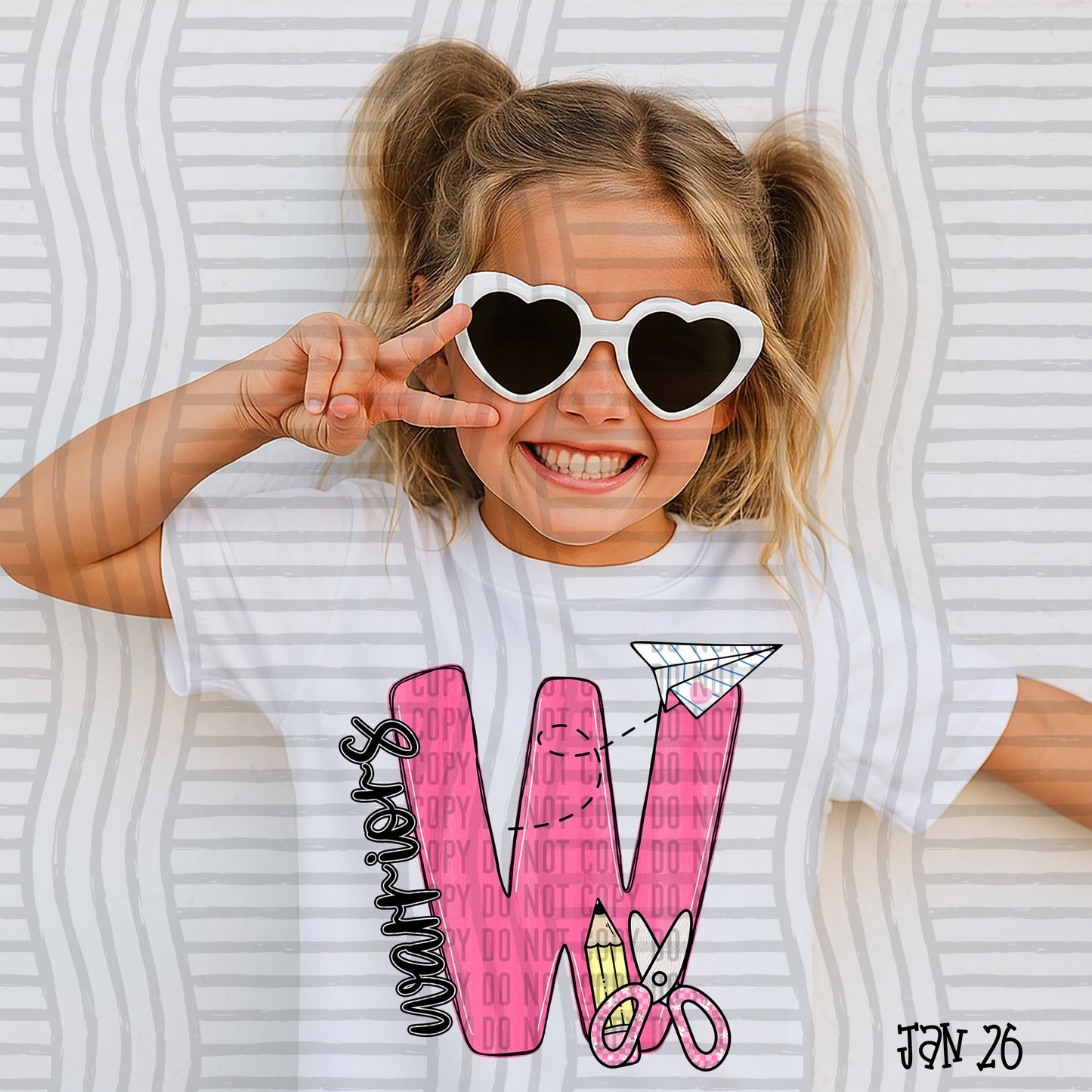 Pink Initials School -  Custom + DROPDOWN - 300 DPI digital download