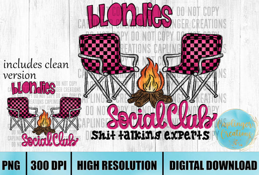 Blondies Social Club- Digital download 300DPI PNG FILE (2 files included)
