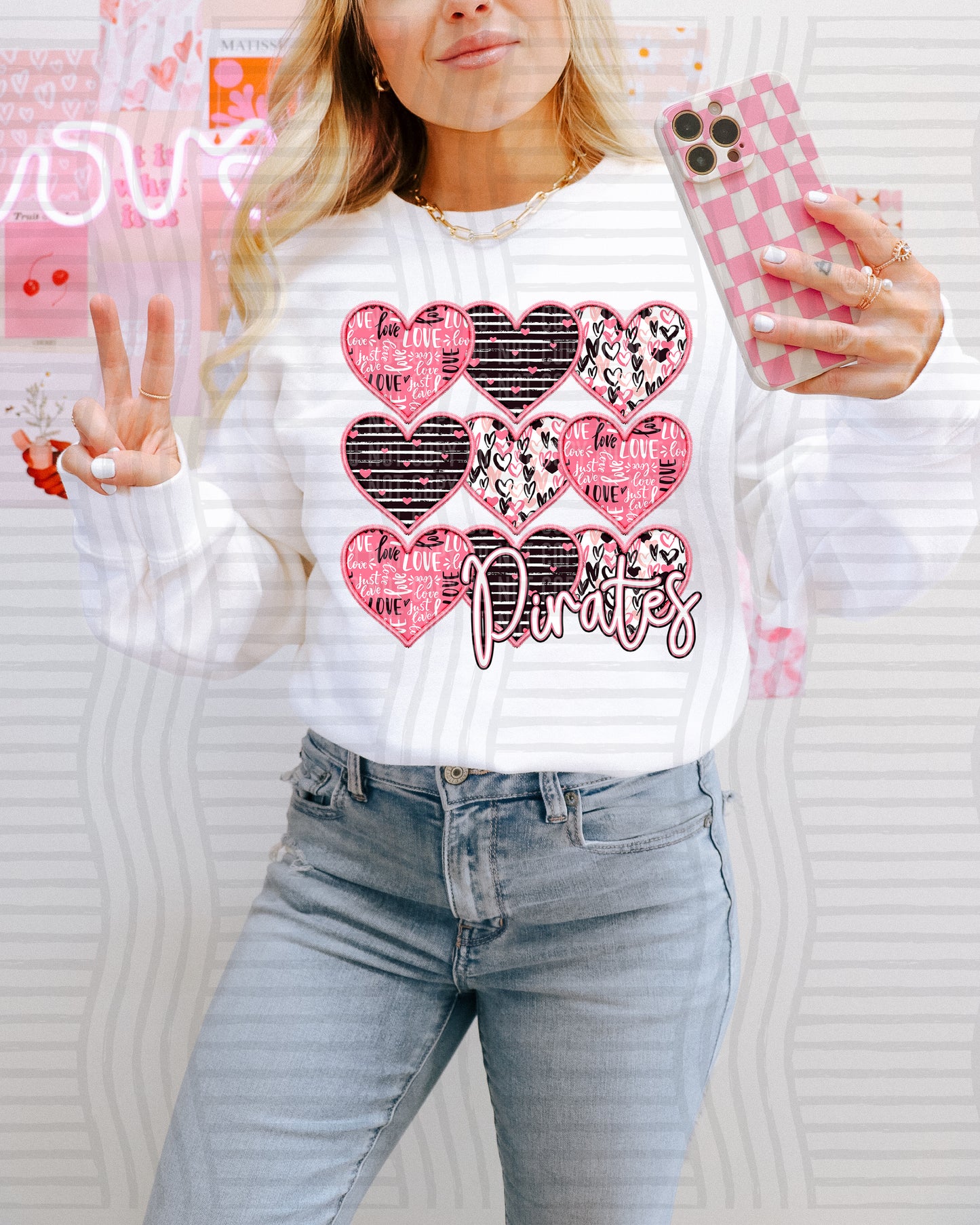 Faux Embroidery Heart Mascots - Custom + Dropdown - 300 dpi Digital Download