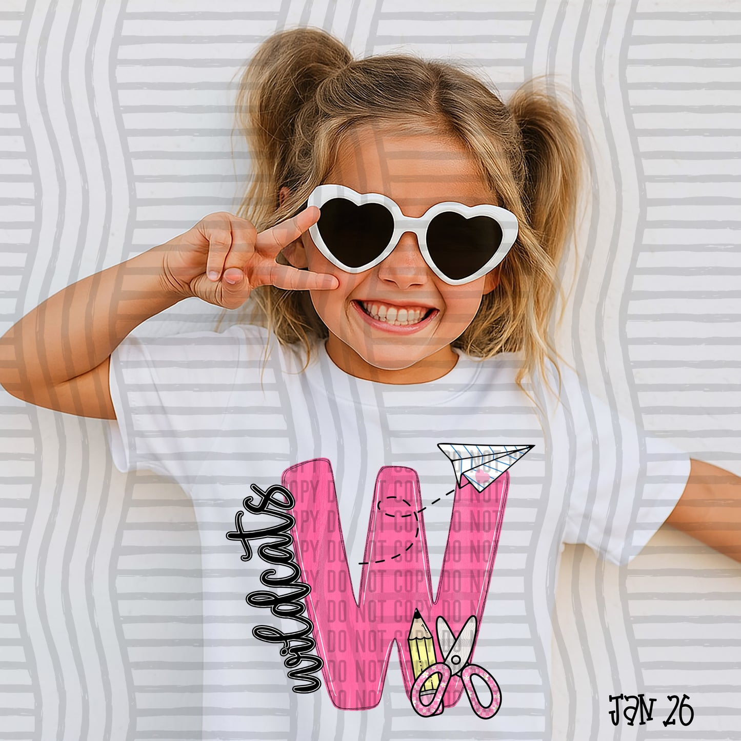 Pink Initials School -  Custom + DROPDOWN - 300 DPI digital download