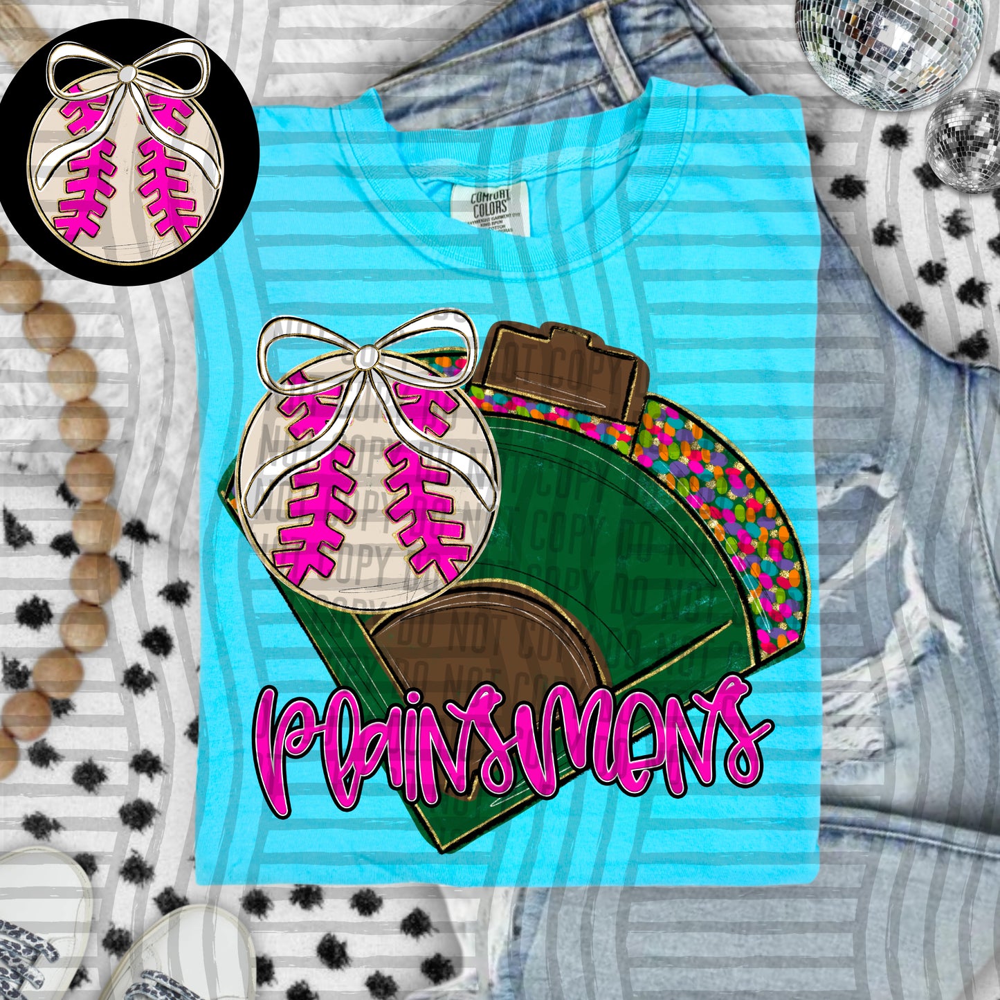 Preppy Baseball Field -optional pocket + Custom + Dropdown - 300 dpi Digital Download