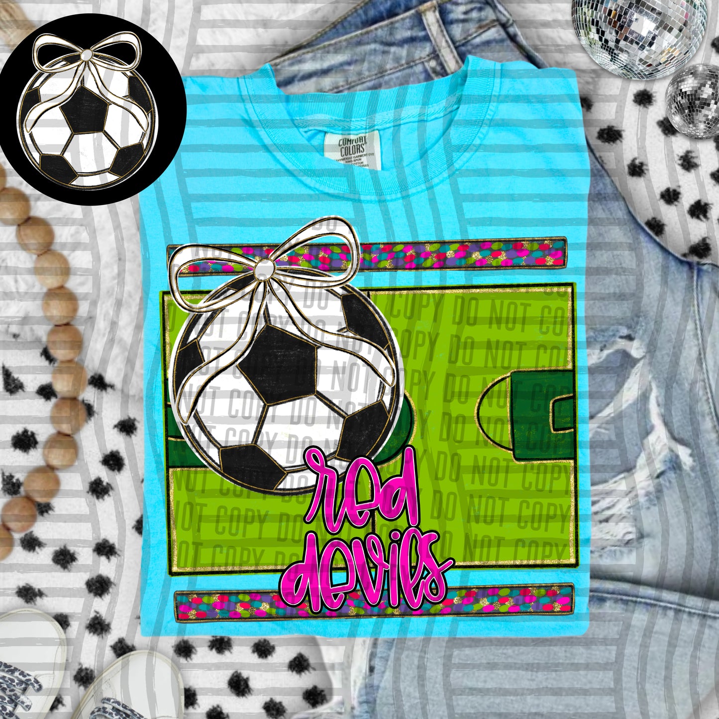 Preppy Soccer Field -optional pocket + Custom + Dropdown - 300 dpi Digital Download
